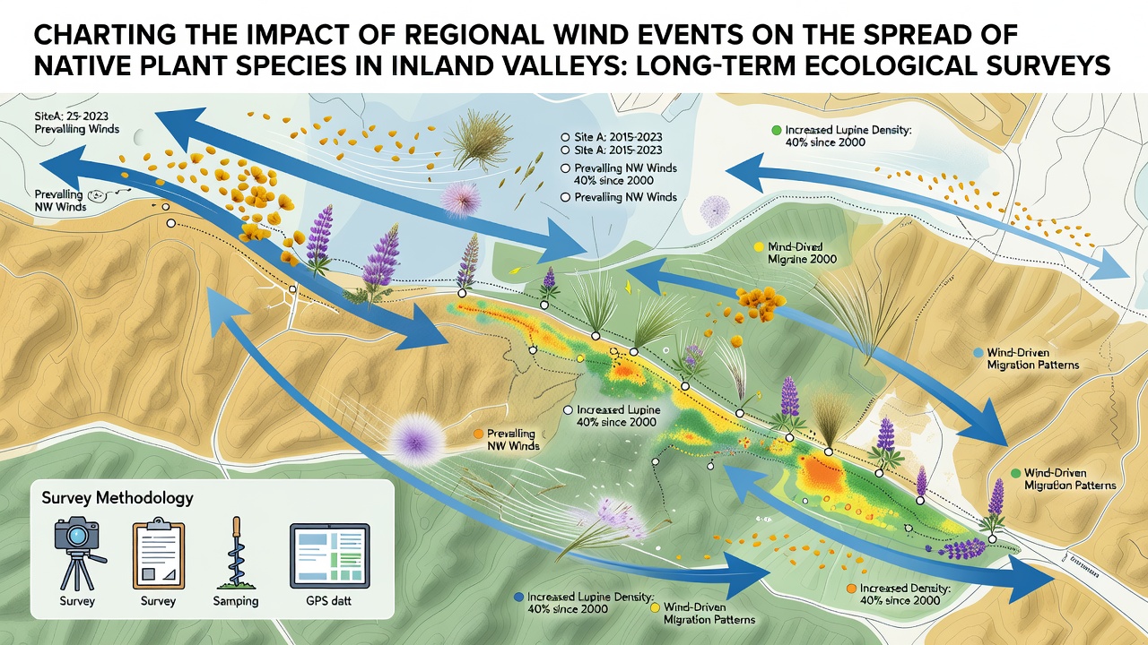 Charting the impact of regional wind events on the spread of native plant species in inland valleys using long-term ecological surveys